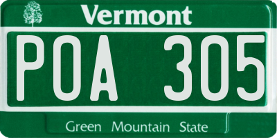 VT license plate POA305