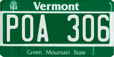VT license plate POA306