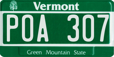 VT license plate POA307