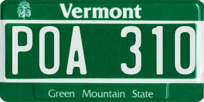 VT license plate POA310