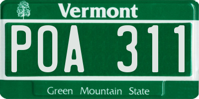 VT license plate POA311
