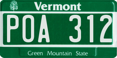 VT license plate POA312