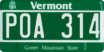 VT license plate POA314
