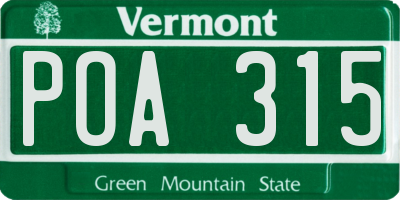 VT license plate POA315