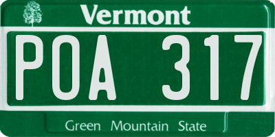 VT license plate POA317