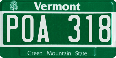 VT license plate POA318