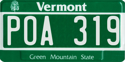 VT license plate POA319