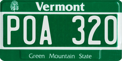 VT license plate POA320