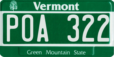 VT license plate POA322