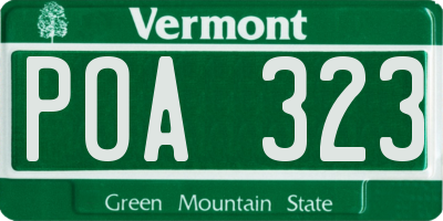 VT license plate POA323