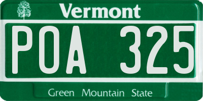 VT license plate POA325