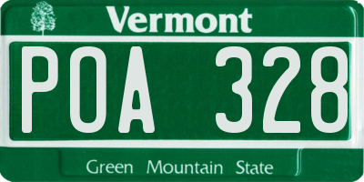 VT license plate POA328