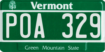 VT license plate POA329