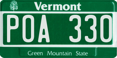 VT license plate POA330