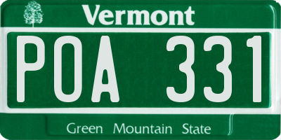 VT license plate POA331