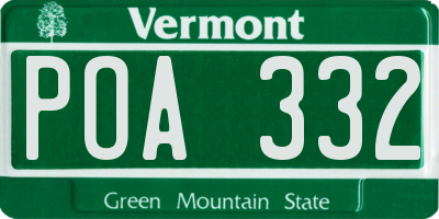 VT license plate POA332