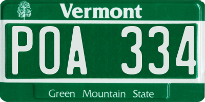 VT license plate POA334