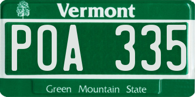 VT license plate POA335