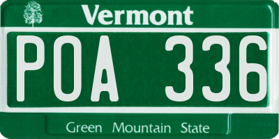 VT license plate POA336