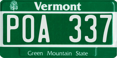 VT license plate POA337