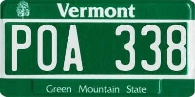 VT license plate POA338