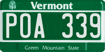 VT license plate POA339