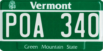VT license plate POA340