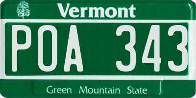 VT license plate POA343