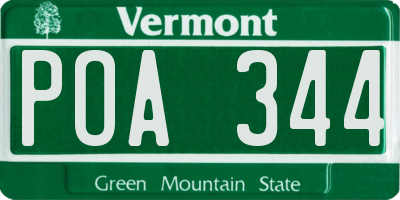 VT license plate POA344