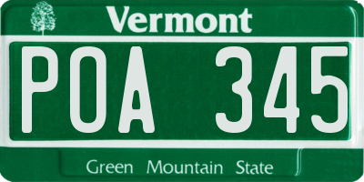 VT license plate POA345