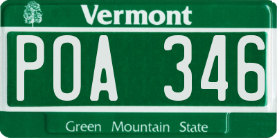VT license plate POA346
