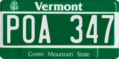 VT license plate POA347