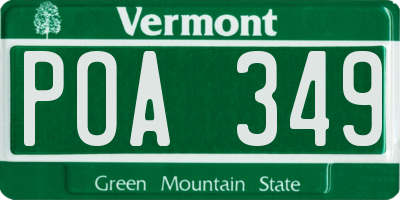 VT license plate POA349