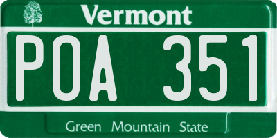 VT license plate POA351