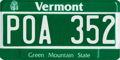 VT license plate POA352