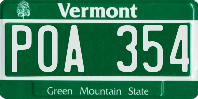 VT license plate POA354