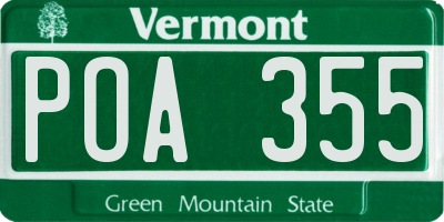 VT license plate POA355