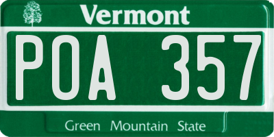 VT license plate POA357