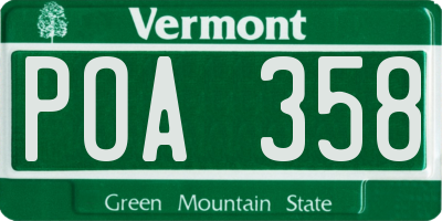 VT license plate POA358