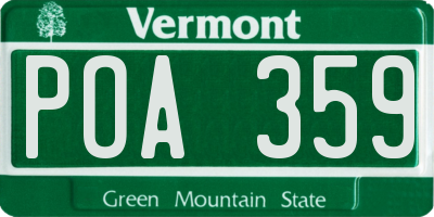 VT license plate POA359