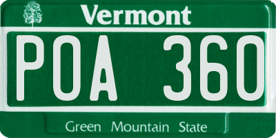 VT license plate POA360