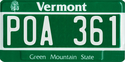 VT license plate POA361