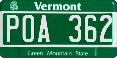 VT license plate POA362