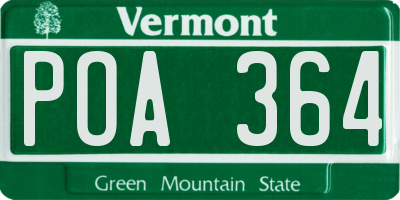 VT license plate POA364