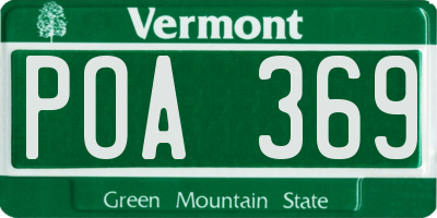 VT license plate POA369