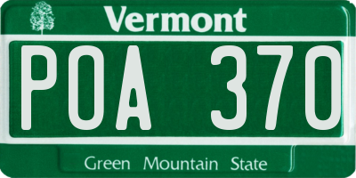 VT license plate POA370