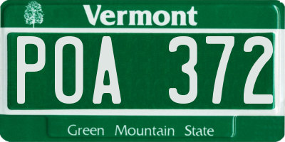 VT license plate POA372