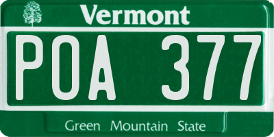VT license plate POA377