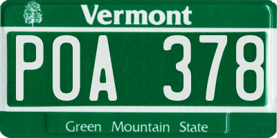 VT license plate POA378