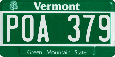 VT license plate POA379